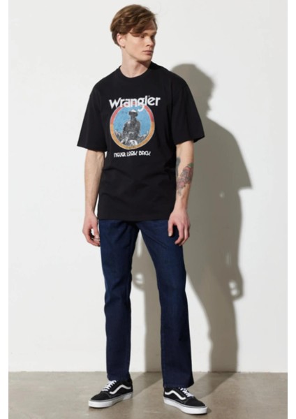 W7CBEE100 Siyah Önü Baskılı Bisiklet Yaka Erkek T-Shirt indirimleri