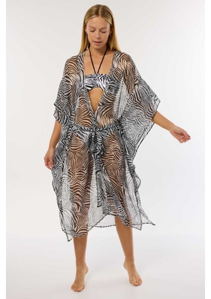 4800 Zebra Desenli Plaj Elbisesi