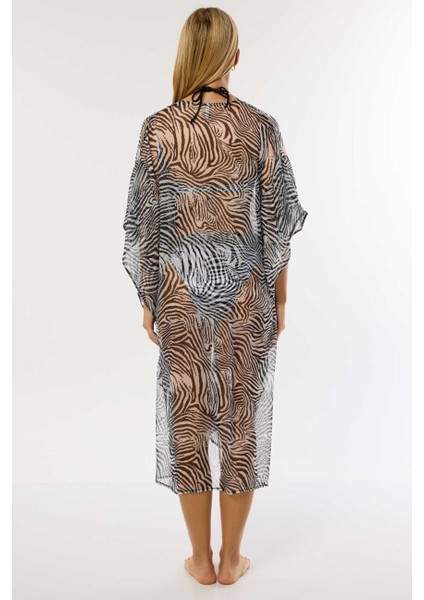 4800 Zebra Desenli Plaj Elbisesi