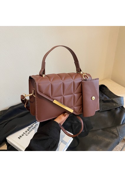 2024 Yeni Elmas Çanta Kadın Çantaları Moda Trendy Çanta Basit ve Batı Tarzı Tek Omuz Crossbody Küçük Kare Çantalar (Yurt Dışından)