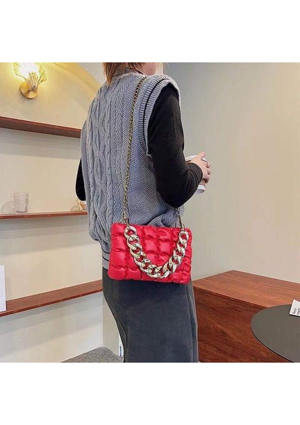 Sınır Ötesi Pilili Ekose Zincir Küçük Kare Çanta 2024 Bahar Yeni Ins Tarzı Retro Crossbody Omuz Çantası Kadınlar Için Moda (Yurt Dışından)