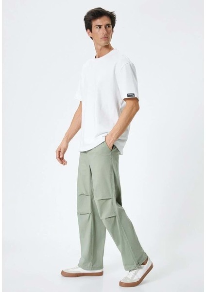 Oversize Paraşüt Pantolon Kargo Cep Detaylı - Koton - 4SAM40051HW - Haki - 42