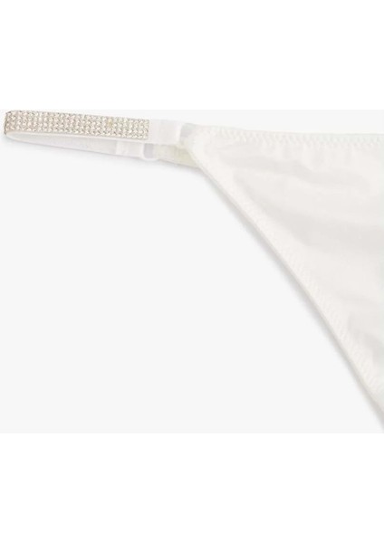 Taşlı Külot String Normal Bel Bridal - Koton - 4SLK30096MK - Beyaz - Xl fırsatları