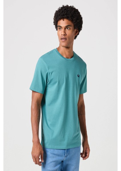 W7NM203877W25 Yeşil Erkek Regular Fit Rahat Kesim Bisiklet Yaka Rahat Tşört