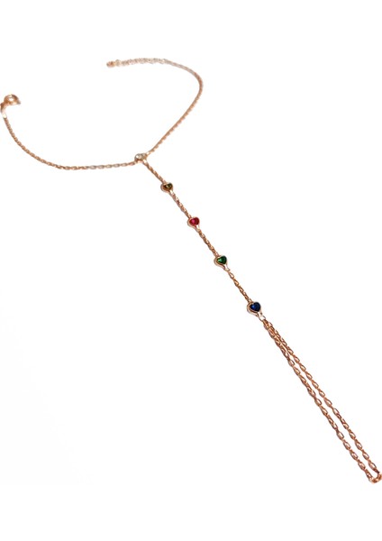 Renkli Taşlı Kalpli Gümüş Şahmeran Bileklik - Gold Renk modelleri