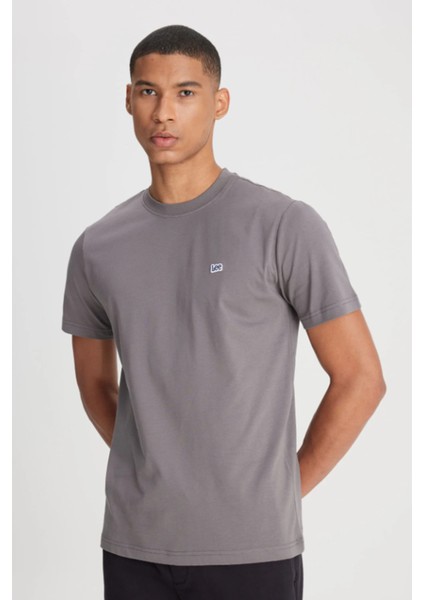 L60UFQ003 Antrasit Erkek Regular Fit Bisiklet Yaka Normal Kesim Lee Logolu Tşört
