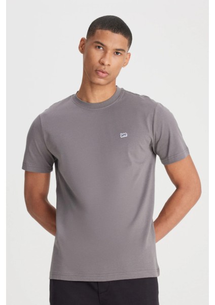 L60UFQ003 Antrasit Erkek Regular Fit Bisiklet Yaka Normal Kesim Lee Logolu Tşört