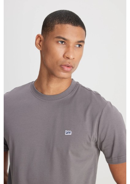 L60UFQ003 Antrasit Erkek Regular Fit Bisiklet Yaka Normal Kesim Lee Logolu Tşört