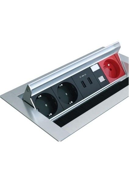 Masa Üstü Data Prizi Dönmeli Fırçalı Full