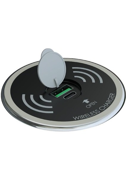 Kablosuz Wifi Şarj Cihazı Mat Siyah Type-C Girişli
