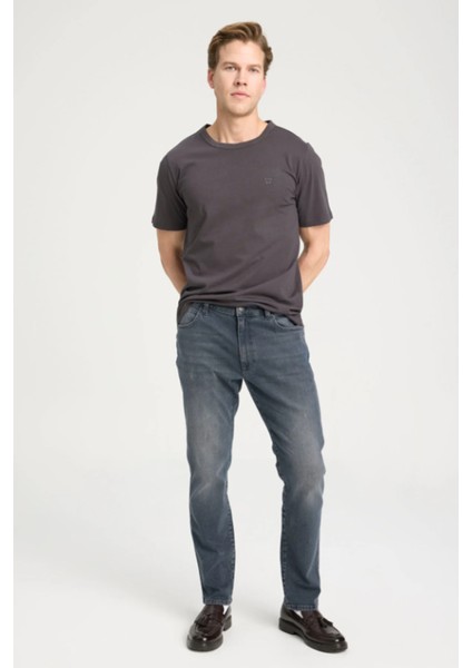 W241575003 Antrasit Erkek Regular Fit Normal Kesim Bisiklet Yaka %100 Pamuk Tşört modelleri