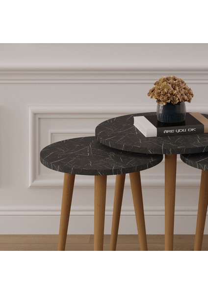 3’lü Yuvarlak Zigon Sehpa Ahşap Ayaklı fiyatları