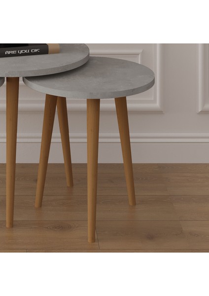 3’lü Yuvarlak Zigon Sehpa Ahşap Ayaklı fiyatları