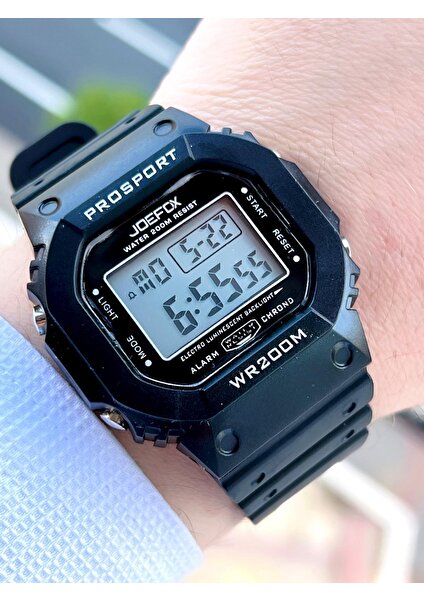 Joefox G-Shock Kasa Siyah Digital 5 Atm Suya Dayanıklı 2 Yıl Garantili Spor Kol Saati J-GS09