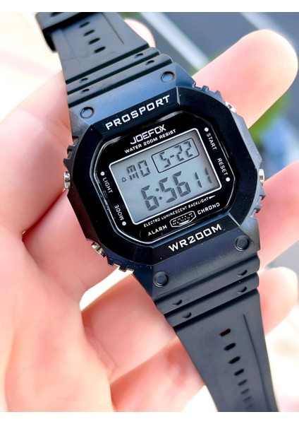 Joefox G-Shock Kasa Siyah Digital 5 Atm Suya Dayanıklı 2 Yıl Garantili Spor Kol Saati J-GS09