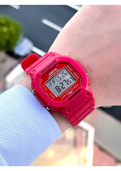 Joefox G-Shock Kasa Kırmızı Digital 5 Atm Suya Dayanıklı 2 Yıl Garantili Spor Kol Saati J-GS12