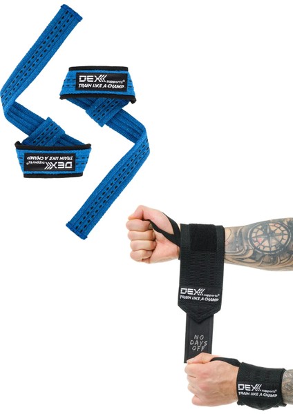 Fitness Bilekliği Wrist Wraps Legend Series+Ağırlık Kaldırma Kayışı Lifting Straps 2'li Paket
