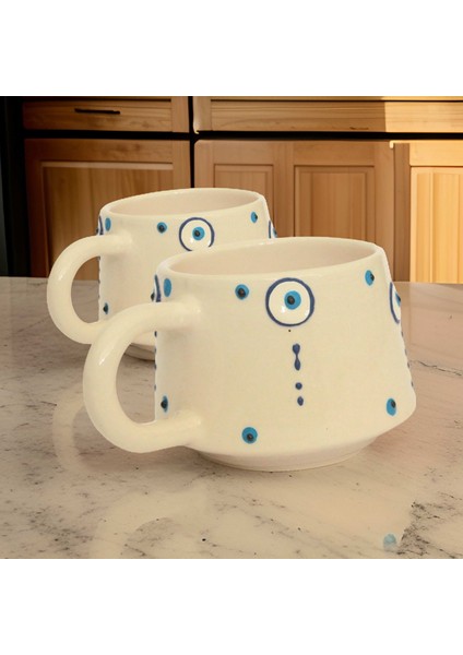Ilbay Seramik 2 Li Klasik Damla Nazar Kupa Bardak Mug indirimleri