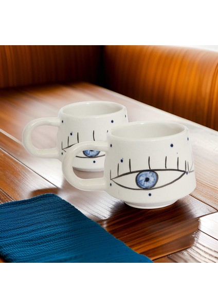 Ilbay Seramik 2 Li Klasik Mavi Göz Kupa Bardak Mug fiyatları