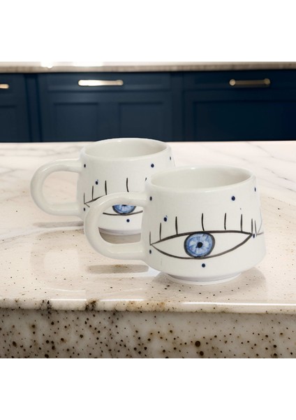 Ilbay Seramik 2 Li Klasik Mavi Göz Kupa Bardak Mug fırsatları