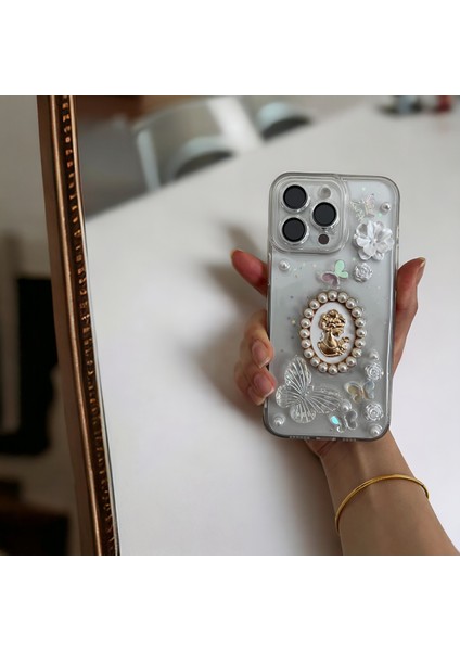 Case iPhone Uyumlu Queen Butterfly Vercase Charm Şeffaf Kılıf