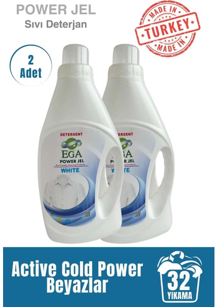 Ega Kimya 2'li Power Jel Beyaz Sıvı Yıkama Deterjanı 1100 ml