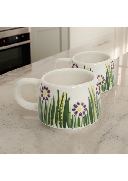 Ilbay Seramik 2 Li Klasik Mor Papatya Kupa Bardak Mug Nescafe Fincanı fiyatları