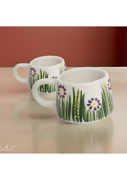 Ilbay Seramik 2 Li Klasik Mor Papatya Kupa Bardak Mug Nescafe Fincanı fırsatları