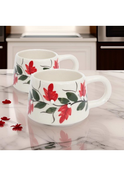 Ilbay Seramik 2 Li Klasik Turuncu Üzüm Bağı Kupa Bardak Mug