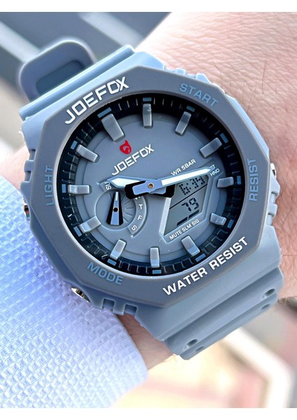 Joefox G-Shock Kasa Gri Digital/analog 5 Atm Suya Dayanıklı 2 Yıl Garantili Spor Kol Saati J-GS17