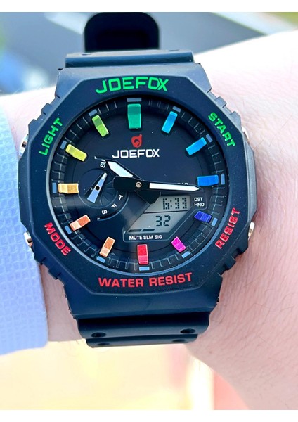 Joefox G-Shock Kasa Siyah Digital/analog 5 Atm Suya Dayanıklı 2 Yıl Garantili Spor Kol Saati J-GS20