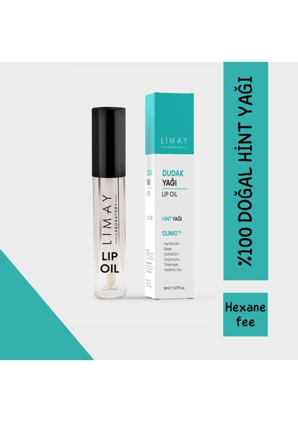 Dudak Yağı Lip Oil %100 Doğal Saf Soğuk Sıkım Hint Yağı Nemlendirici Besleyici Dudak Bakım Yağı