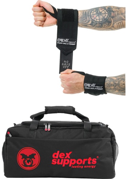 Fitness Sporcu Bilekliği Wrist Wraps Legend+Spor Çantası Xxl Büyük Boy Fitness Spor Çantası Kırmızı
