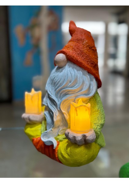 Meditasyon Yapan Cüce Heykeli Ev Dekorasyon Biblo 2 Ledli Mum Dahil fiyatları