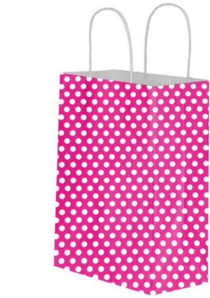 Kraft Burgu Saplı Çanta Fuşya Puantiyeli 25X31X12CM 250adet fiyatları