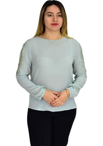 Kadın Kol Güpürlü Bluz RY-17570