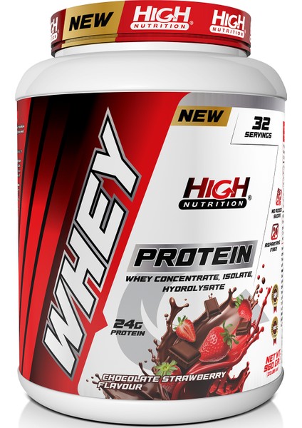 Whey Protein 960 gr Çikolata Çilek Aromalı Protein Tozu 24 Gram Protein 32 Servis