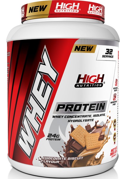 Whey Protein 960 gr Çikolata Bisküvi Aromalı Protein Tozu 24 Gram Protein 32 Servis
