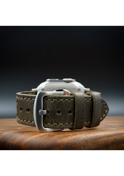 Apple Watch Uyumlu Deri Kordon Ultra Haki Deri saat kordonu delikli fiyatları