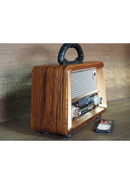 Büyük Boy Gerçek Ahşap Eskitme Görünümlü Kumandalı Nostajik Radyo modelleri