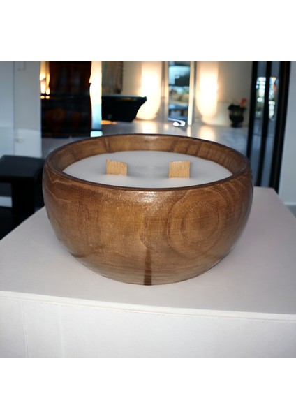 Ahşap Mumlukta Lavanta Kokulu Soya Mum (13 Cm) fırsatları