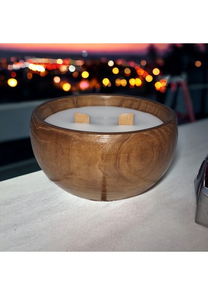 Ahşap Mumlukta Lavanta Kokulu Soya Mum (13 Cm) indirimleri