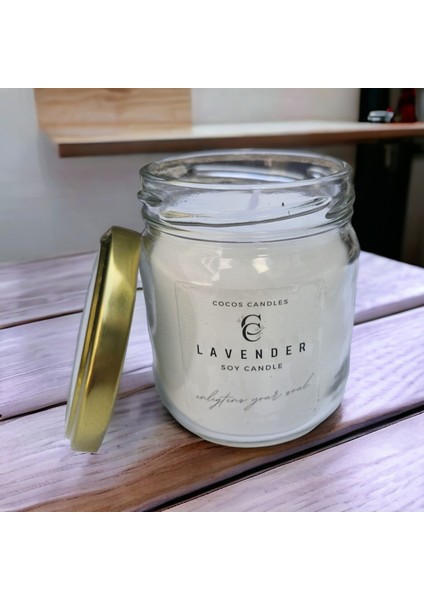 Lavanta Kokulu Soya Mum, Cam Kavanozda Lavanta Kokulu Soya Wax Mum (210 Cc)