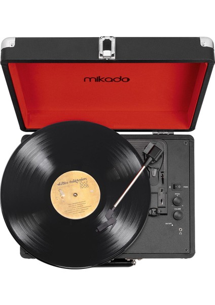 Siyah Nostalgia MN-P317 Siyah Çanta Pikap Bluetooth Destekli Rca Müzik Kutusu Kablosuz