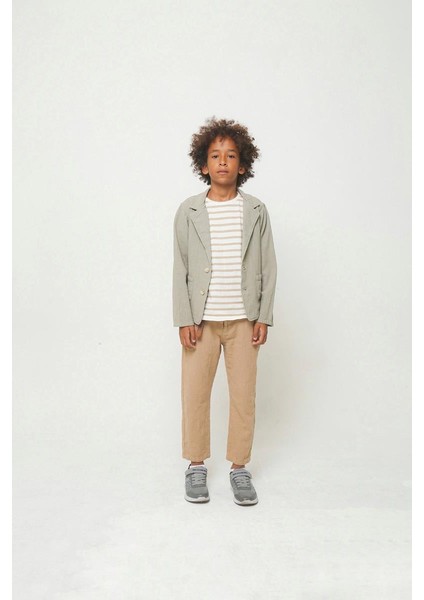 06-16 Yaş Erkek Çocuk Bej Rengi Kemerli Keten Pantolon fiyatları