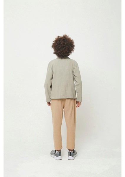 06-16 Yaş Erkek Çocuk Bej Rengi Kemerli Keten Pantolon fırsatları