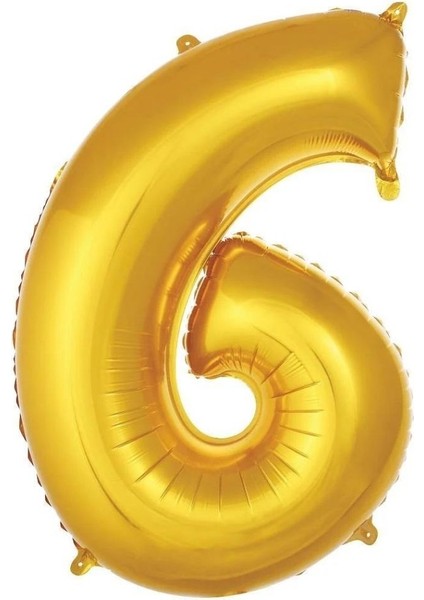 Gold 6 Rakam Folyo Balon 36 cm 1ADET