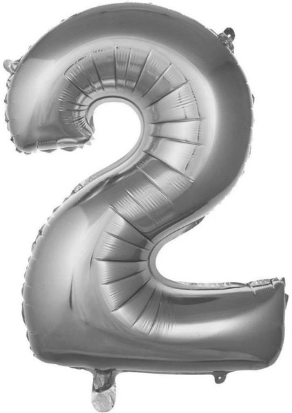 Gümüş 2 Rakam Folyo Balon 36 cm 1 Adet