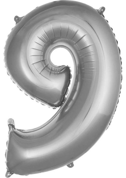 Gümüş 9 Rakam Folyo Balon 36 cm 1 Adet
