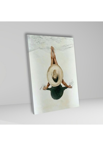 3'lü Kanvas Duvar Tablosu Sahilde Boho Kadın Illüstrasyonu modelleri